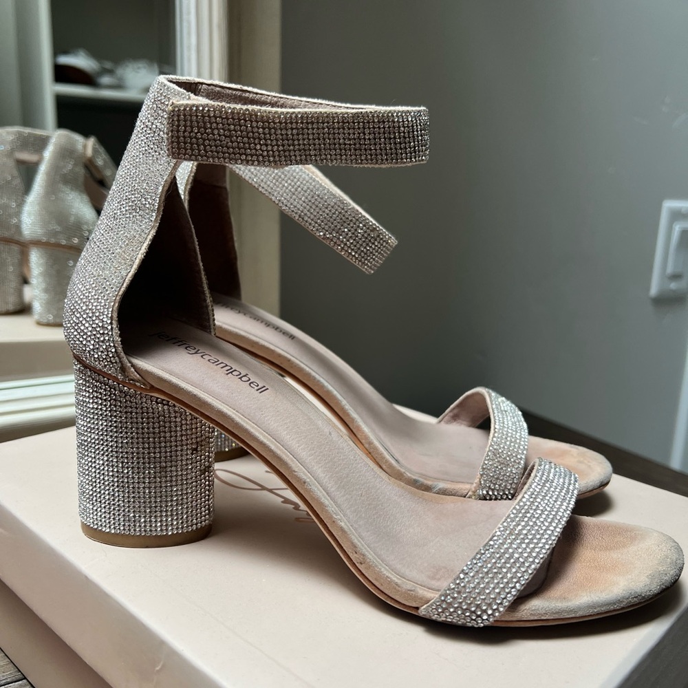Jeffrey Campbell Glittering Silver Heeled Sandals